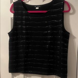 NWOT! St. John Black Textured Pailette Tank Top